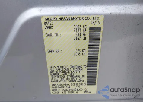2015 Nissan Leaf S from USA, damaged, VIN 1N4AZ0CP6FC326563